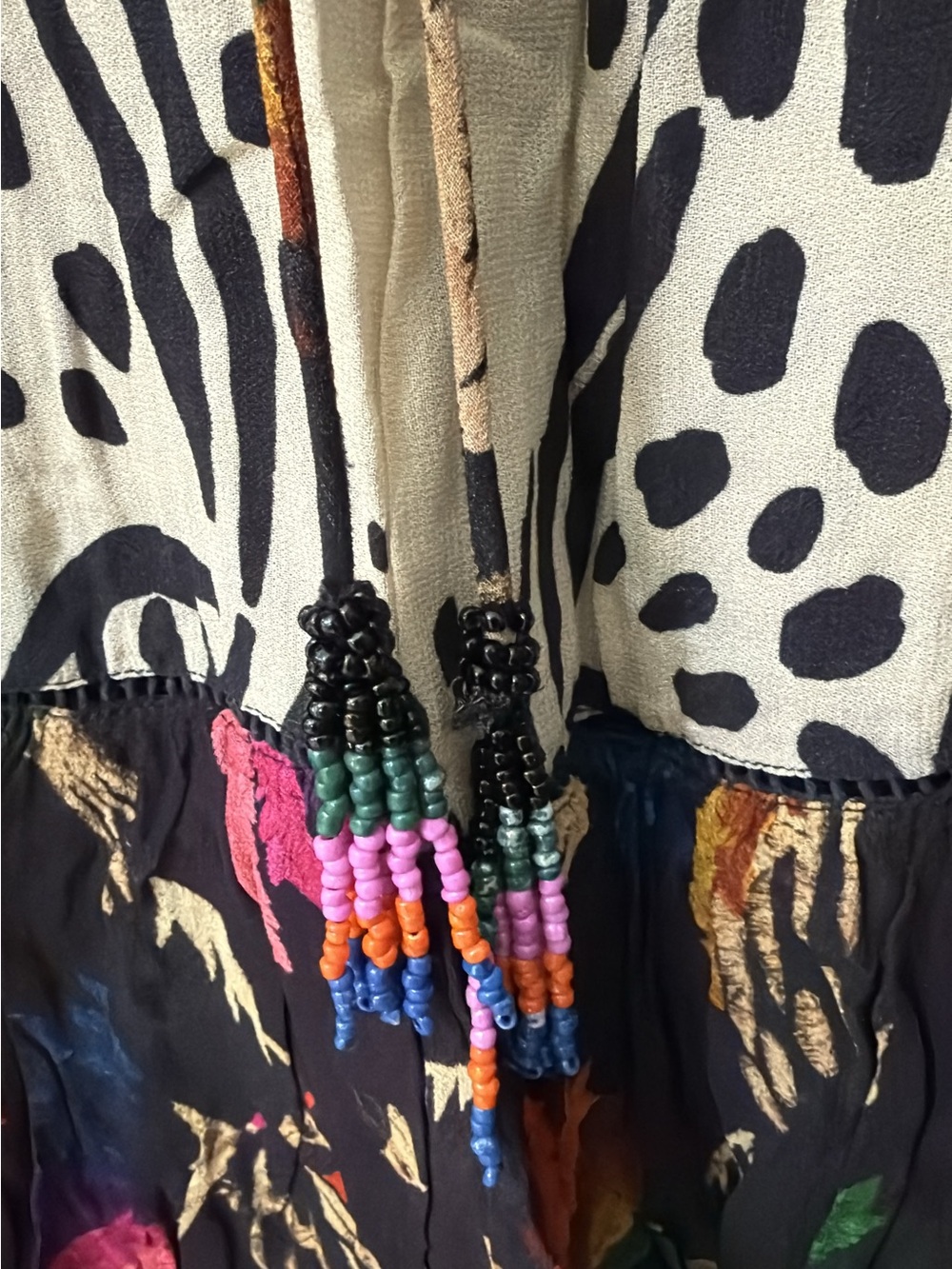 FARM Rio Black Multi-Color Long Sleeve Maxi Dress - Picture 3 of 3